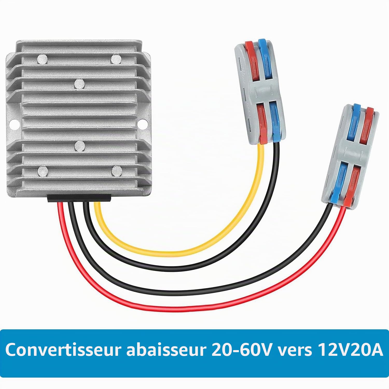 DC 20-60V réducteur de Tension à 12V 20A 240w DC convertisseur Convient à l'équipement de réduction de Tension étanche sur Les Chariots de Golf et Les Chariots élévateurs.