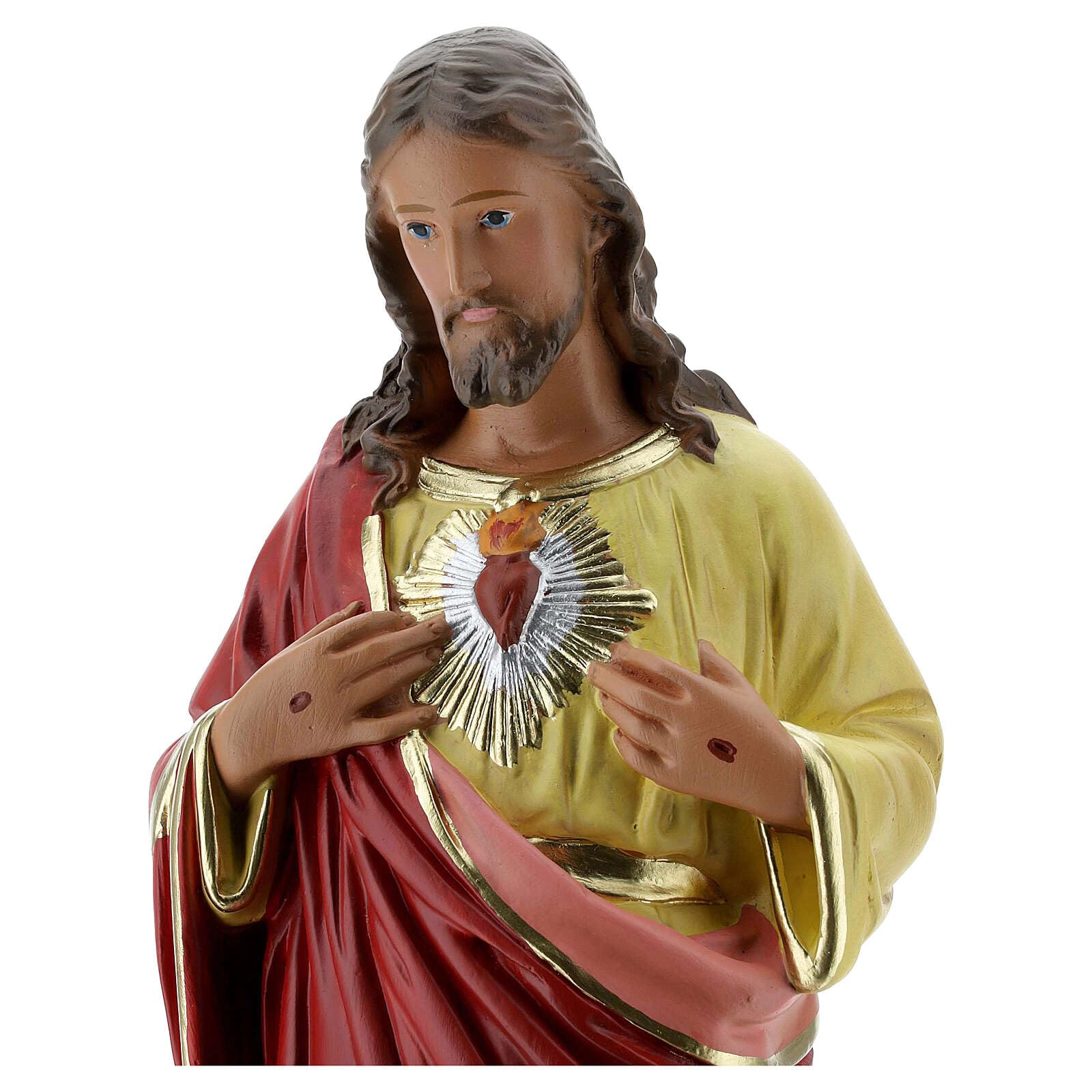 Holyart Statues en plâtre: Sacré-Coeur de Jésus Statue plâtre 40 cm Peinte à la Main Barsanti