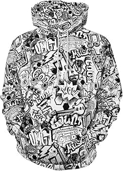 Amazon.com: FULAOER Black And White Comics Graffiti Unisex