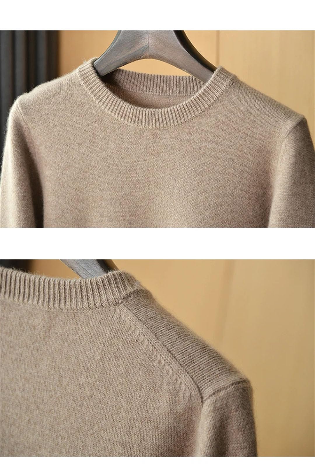 Suéter de cachemira de invierno para hombre, cuello redondo, grueso, 100% sólido, suéter de montaña