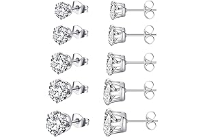 5 Pairs Surgical Stainless Steel Studs for Women Diamonds for Girls