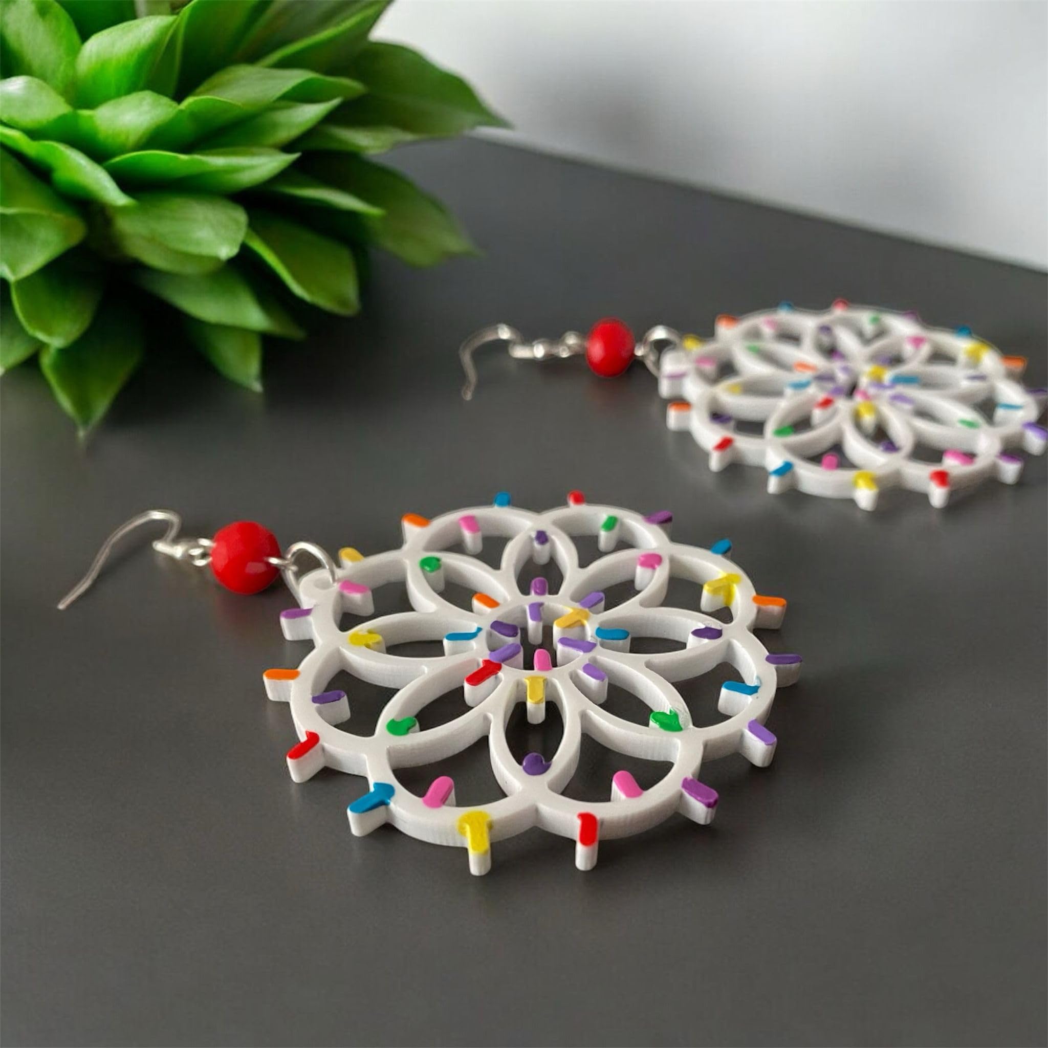 Orecchini dipinti a mano ArteLisanti – LUMINARIE SALENTINE COLOR - pendenti da donna in plexiglass, Gioielli Salento, Gancio in argento, Made in Italy, Bijoux da donna, Lavorazione Artigianale, regalo