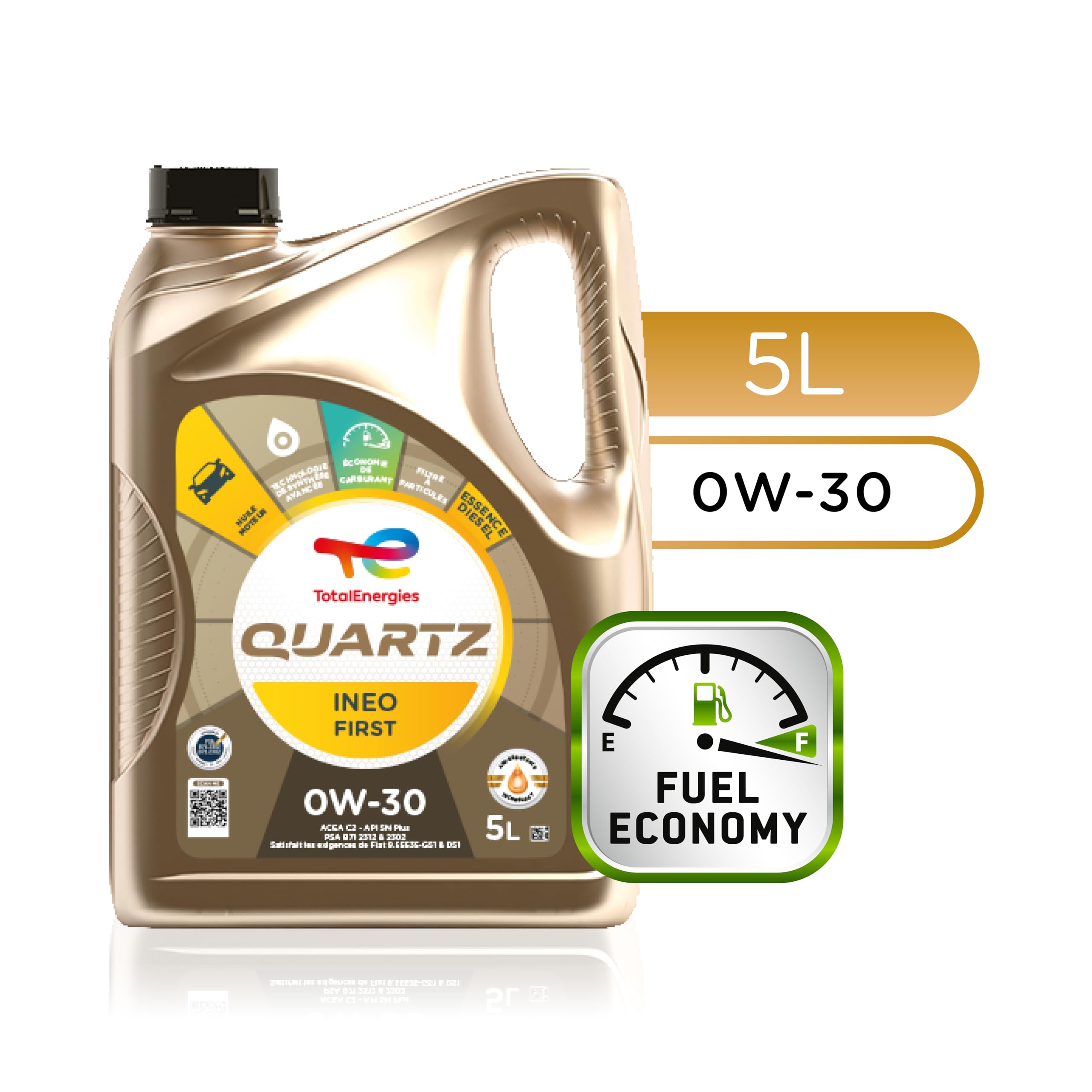 TotalEnergies Quartz Ineo First 0W-30, Huile moteur essence et Diesel, 5 litres