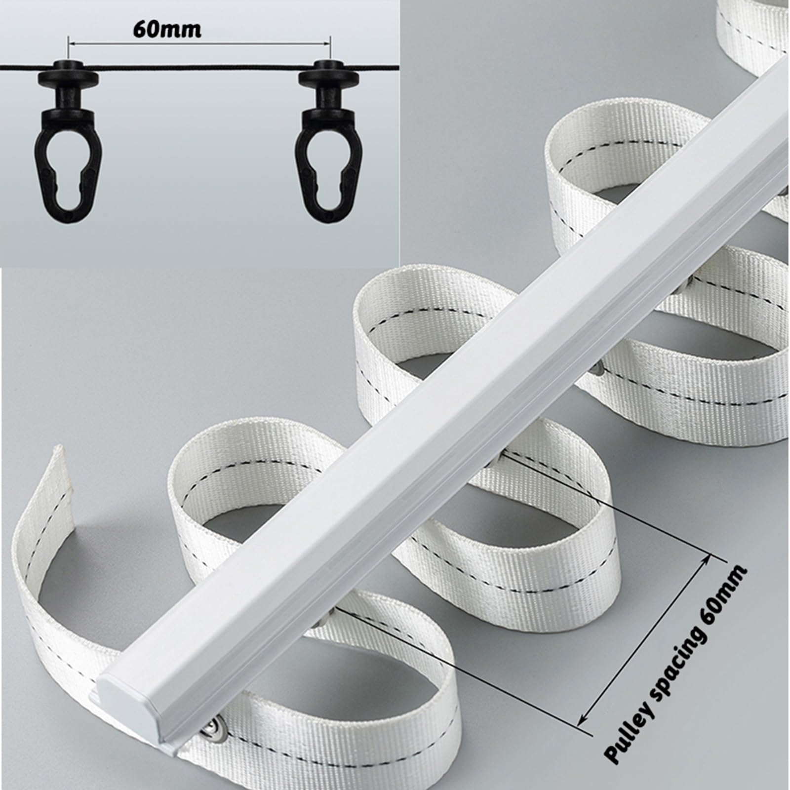 Système de Rail de Rideau en Aluminium à Pliage ondulé, Rail de Rideau encastré au Plafond en Forme de S, pour fenêtres, Chambre, Salon(Blanc,200cm/6.5ft(2 * 100cm))