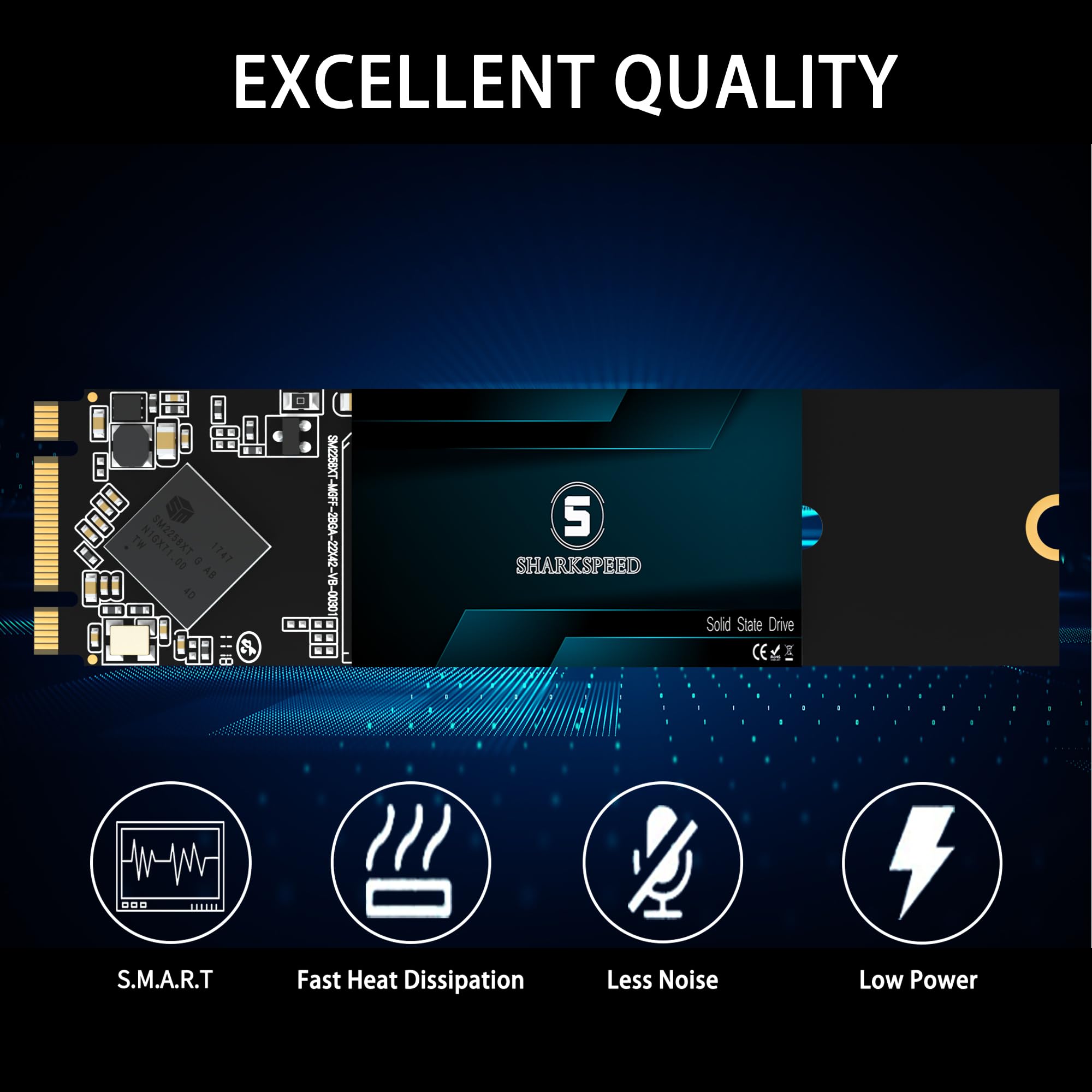 SSD M.2 2280 128GB SATA 3 80mm 6GB/s 3D NAND Disco Duro SSD Interno para PC de Escritorio y portátil