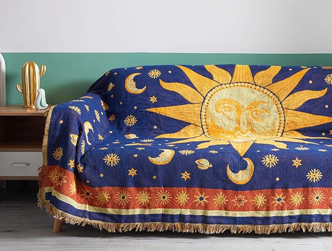 Erke 70" x 90" Sun and Moon Blanket Celestial Couch Sheet
