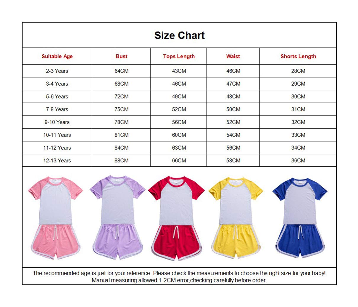 amropi Completo 2 Pezzi Ragazze Maglietta con Maniche Corte + Pantaloncini Estate Abiti Set Vestiti 2-13 Anni