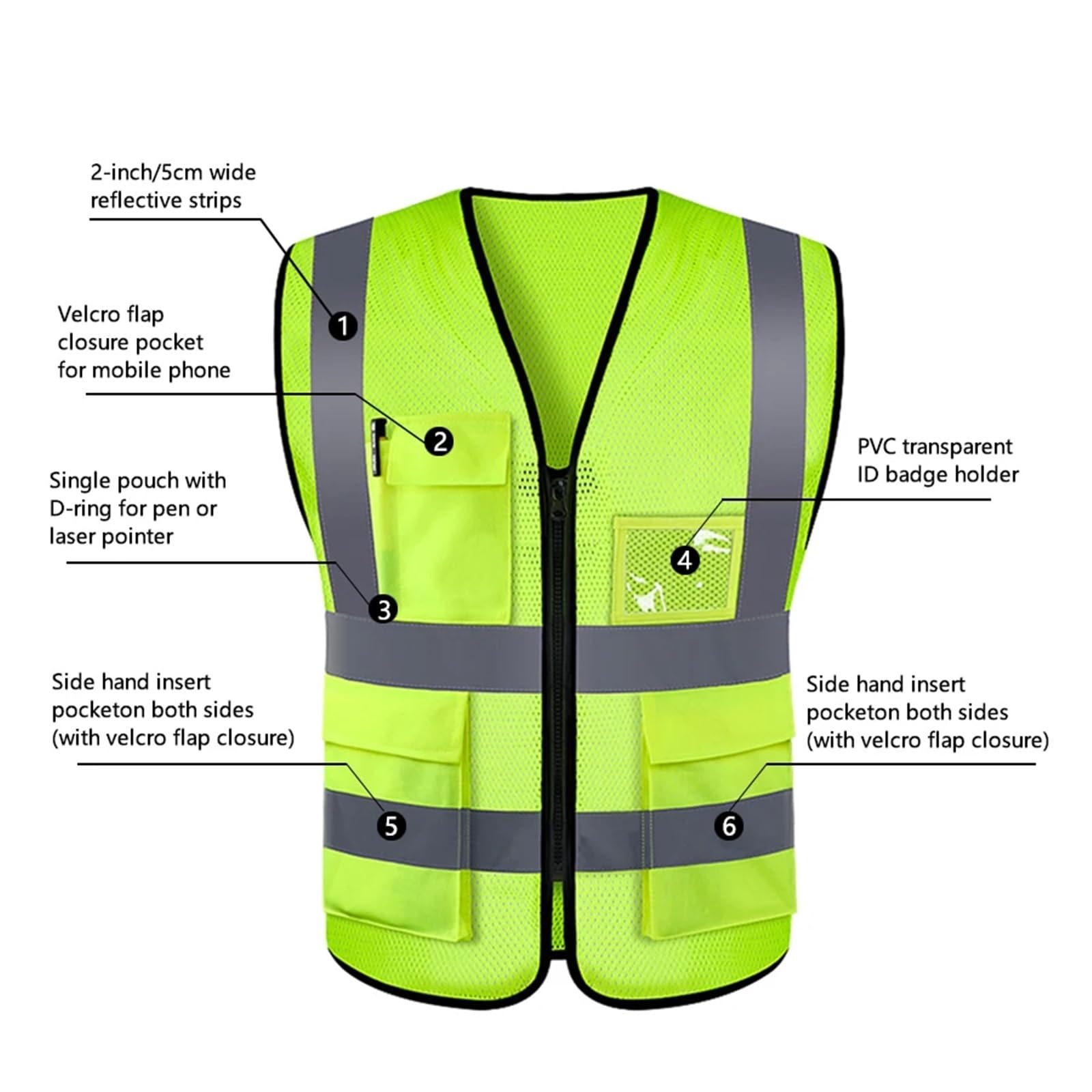 Gilet de sécurité réglable Haute visibilité