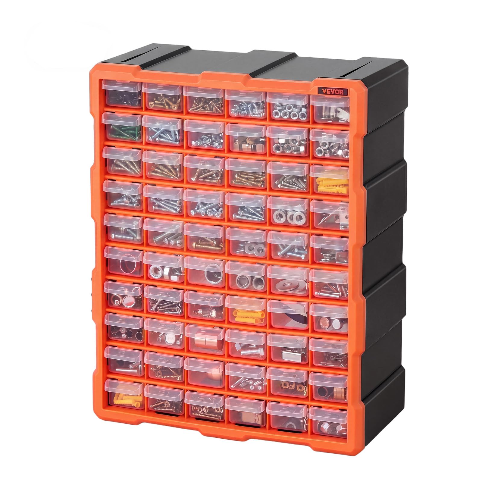 VEVOR Organizer per Minuteria a 60 Cassetti, Cassettiera Porta Minuteria Impilabile, Contenitore da Parete per Viti, Bulloni, Ferramenta e Componenti, in Plastica, Ideale per Garage, Casa e Officina