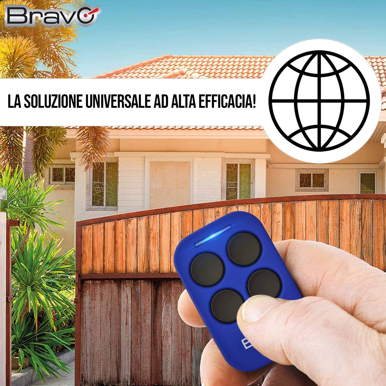 Bravo Aladino Telecomando Universale Radiocomando 433Mhz - Per Codice Fisso