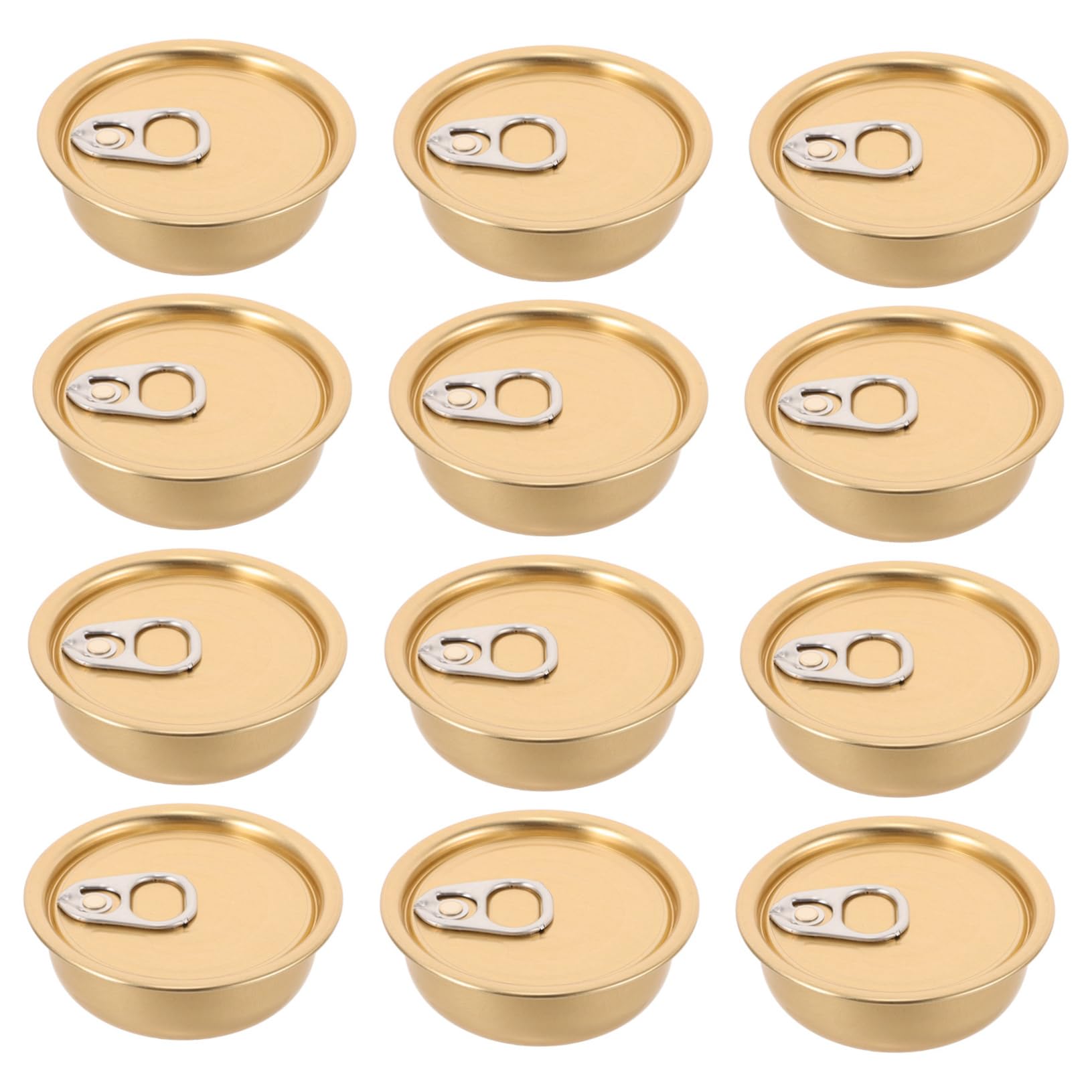 BRIGHTFUFU Sturdy Aluminum Cake Tins Storage for Food Dessert Pet Food with Airtight Lids 12 Pack Multi-functional Metal Pop Cans