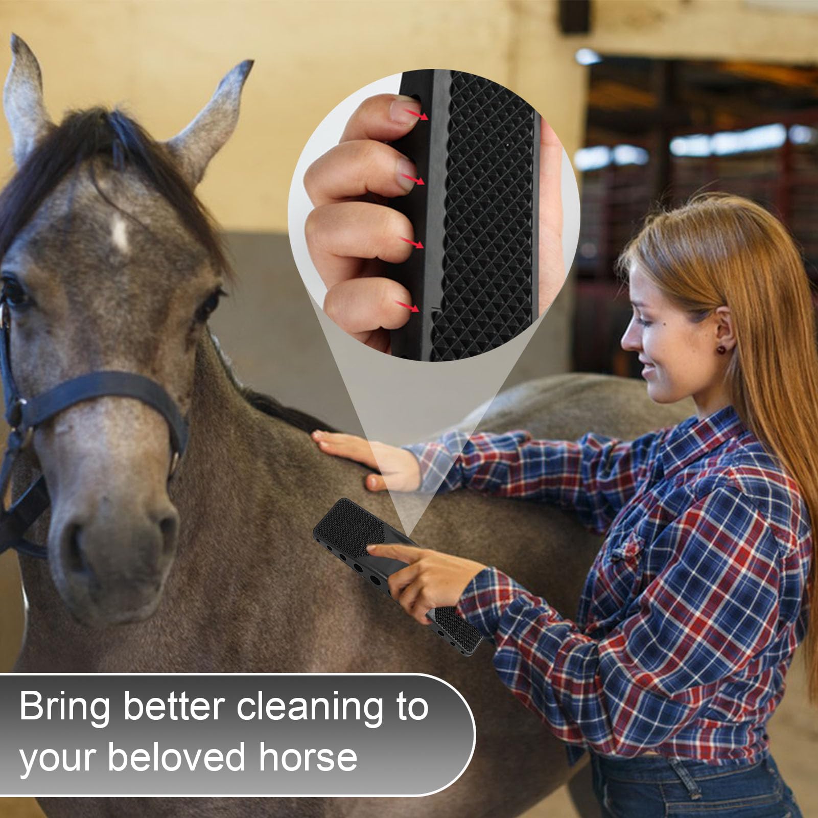2 Pcs Peine De Masaje De Caballo,6 En 1 Peine Masajeador Para Caballos,Cepillos Para El Cuidado Del Caballo,Cepillo De Raíz De Caballo,Eliminar El Pelo Seco y Suelto De Los Perros De Caballo