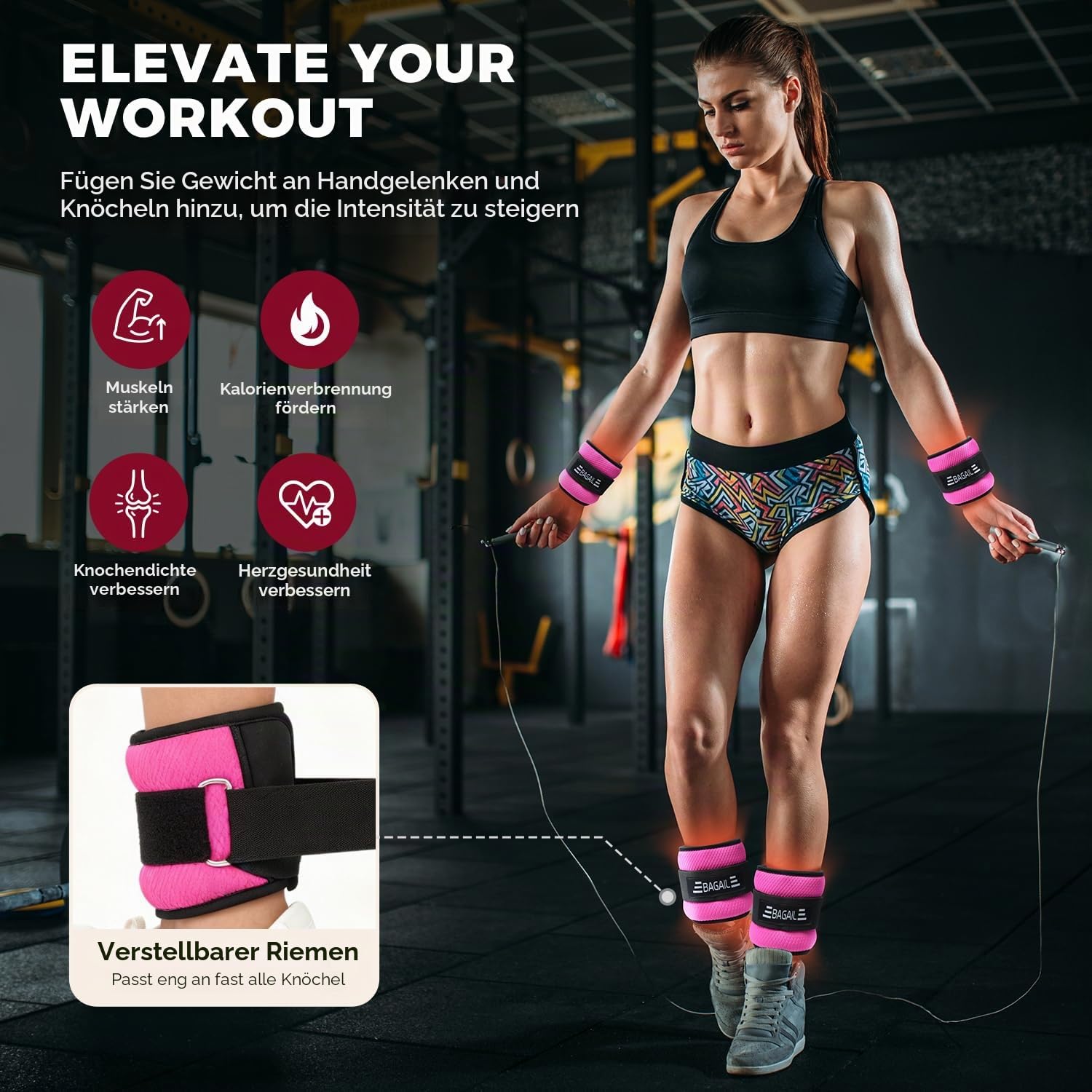 BAGAIL Knöchel- und Handgelenkgewichte für Frauen und Männer, 0,23–2,27 kg pro mit schlankem Design und sicherem Sitz, Armgewichtsset zum Gehen, Laufen, für das Heimtraining und die Physiotherapie