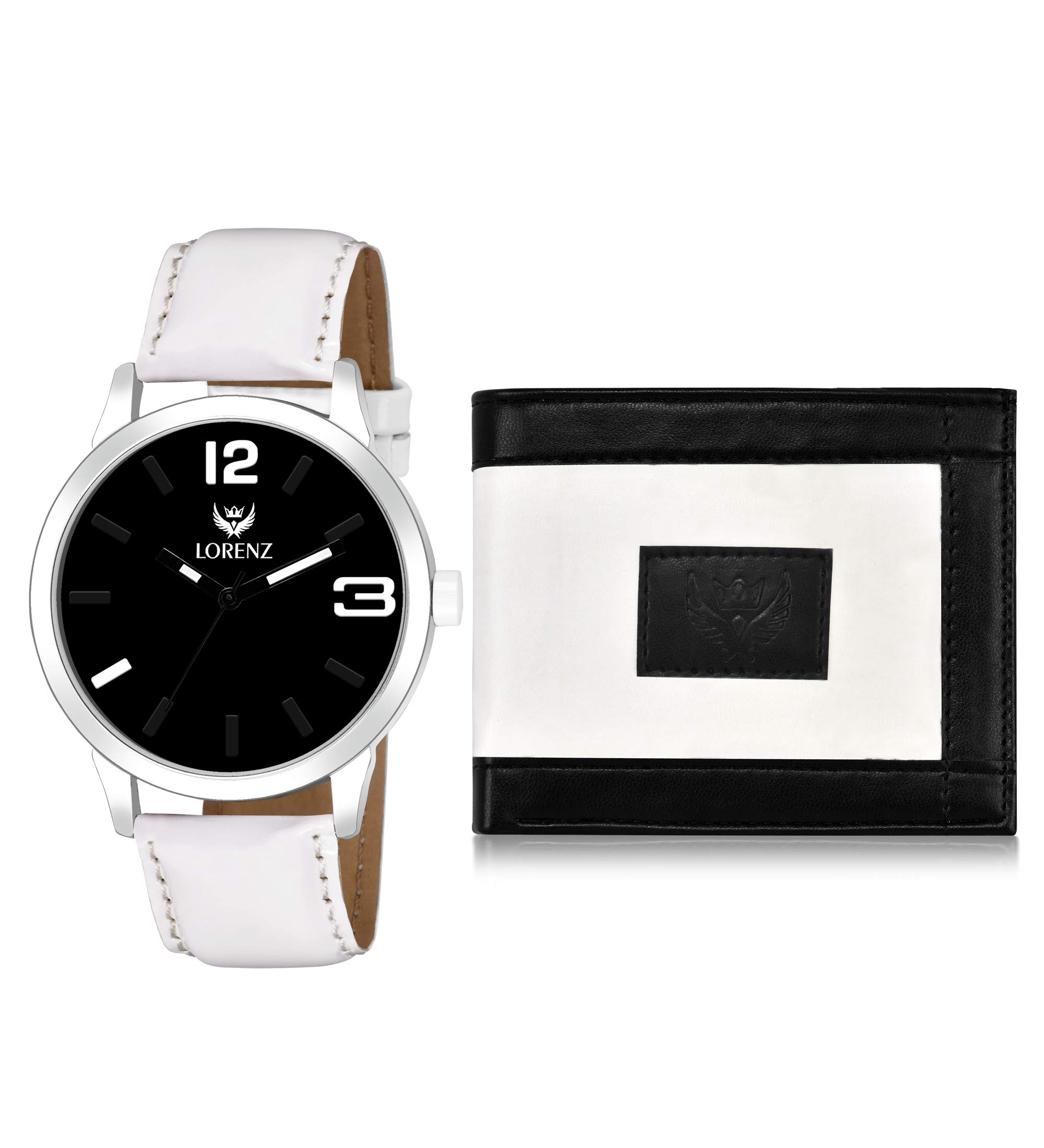 LORENZSlim Black Dial Watch & Blue Wallet Combo for Men- CM-3046WL-37