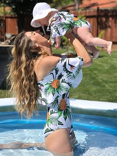 Miniatura 6 de Traje de baño Iffei a juego de una pieza estampado de piña traje de baño familiar para mamá y para mí