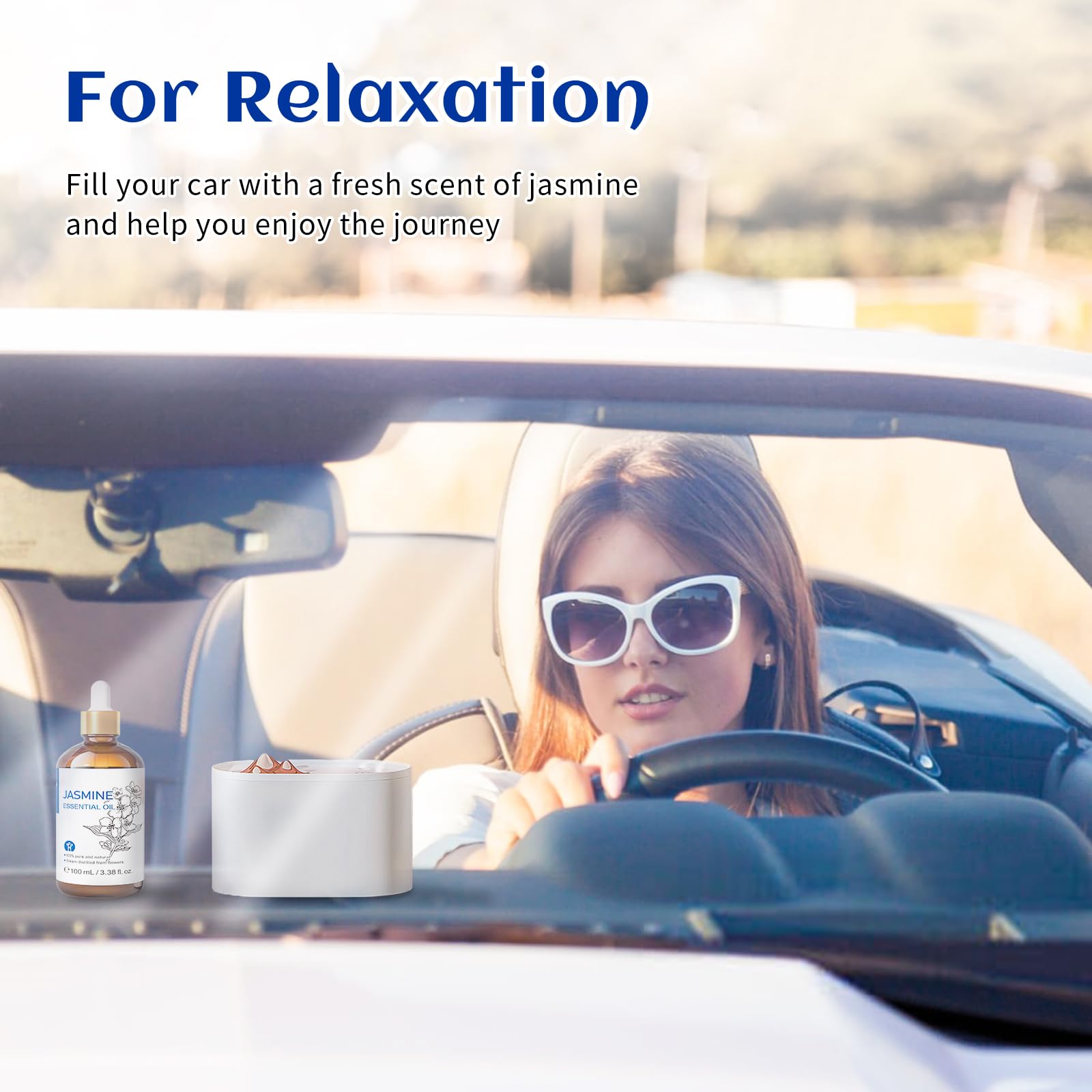 HIQILI Jasmine Essential Oils 100ML, 100% Pure Natural Jasmine Oil, for Perfume, Diffuser, Skin Care, Hair, Sleeping, Shampoo, Aromatherapy - 3.38 FI Oz