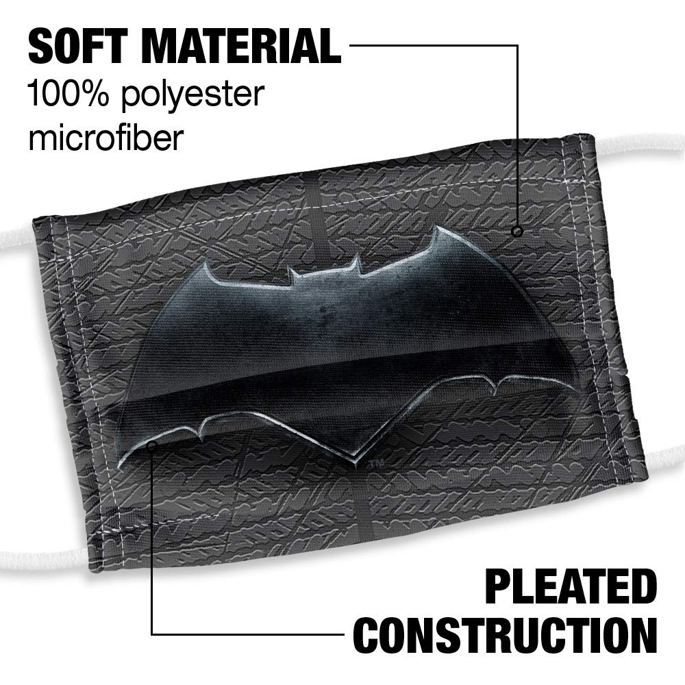 Justice League Movie Kids Batman Chest Logo 1-Ply Reusable Face Mask Covering with Adjustable Nose Wire