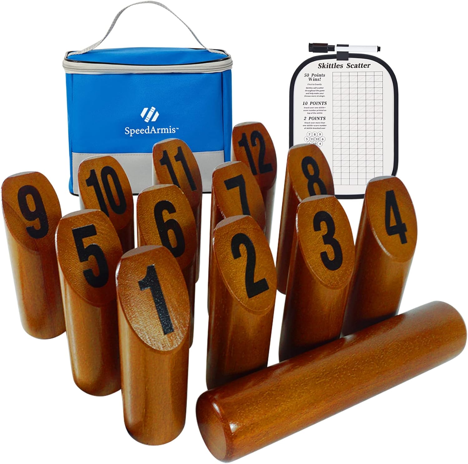 SpeedArmis Updated Wooden Throwing Game, 12 Numbered Block Toss Games