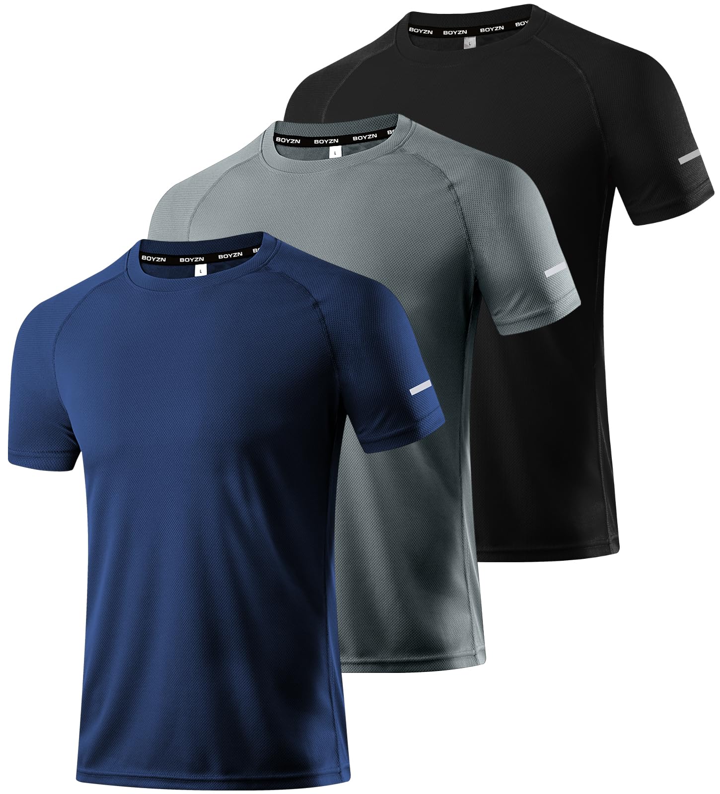 Boyzn 1, 3, 5 or 7 Pack Men's Workout Running Shirts, Dry Fit Moisture Wicking T-Shirt, Gym Athletic Short Sleeve Tee Shirts
