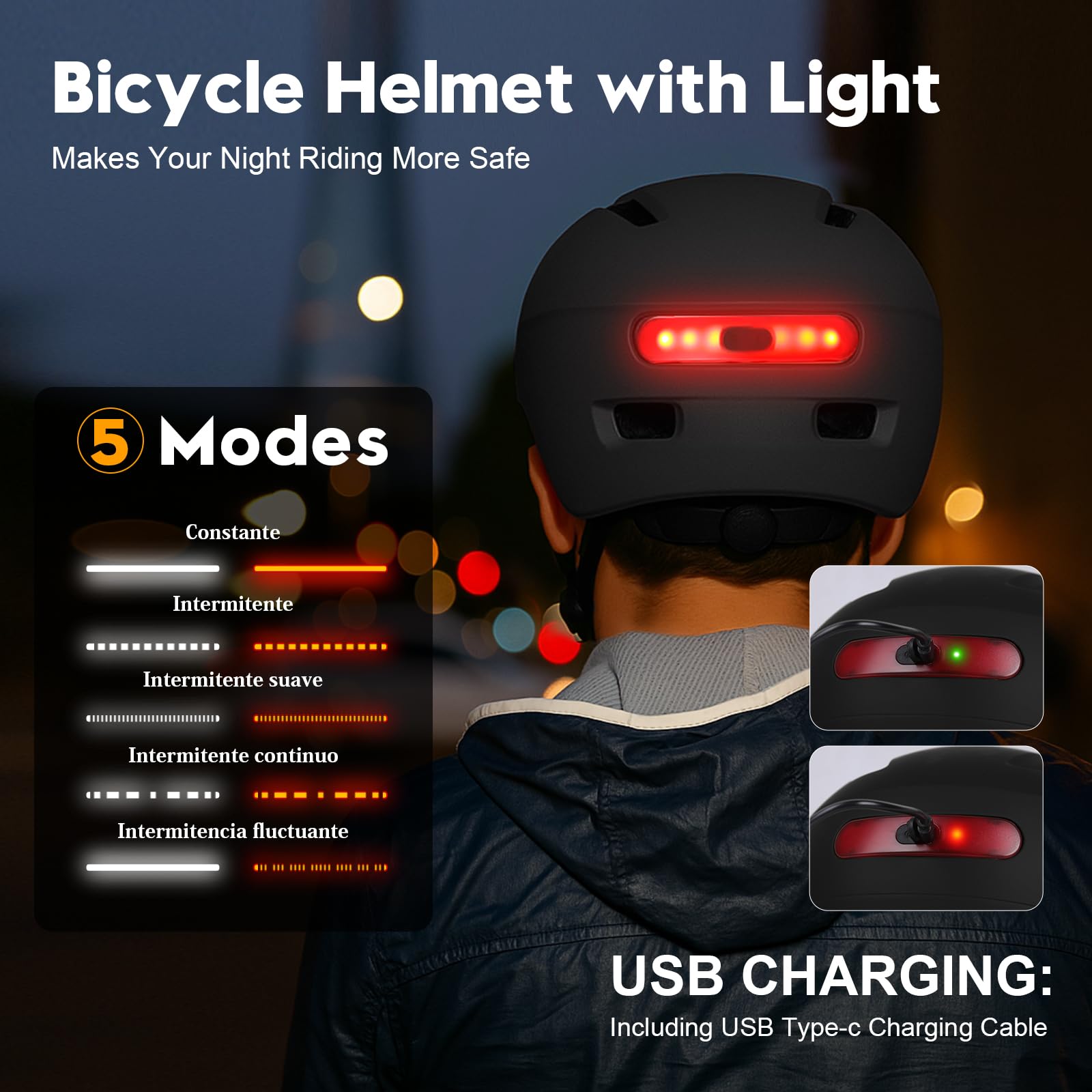 Shinmax Kask rowerowy dla mężczyzn i kobiet, 5 trybów pracy, kask rowerowy z wizjerem, kask rowerowy dla dorosłych, dla osób dojeżdżających do miejskich