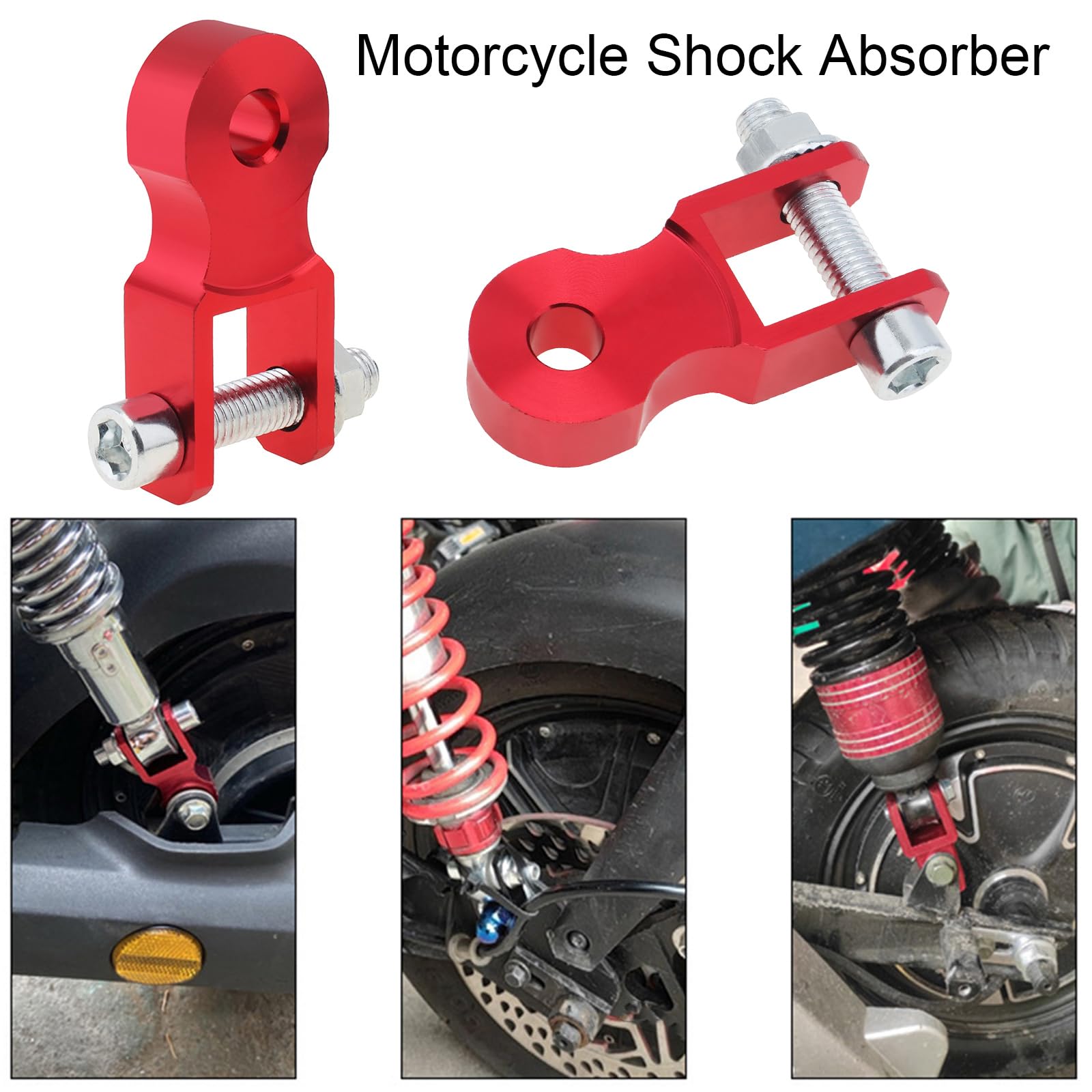 2PCS 10mm Motorcycle Rear Shock Riser 1.5 Inch Height Extension Adapter - Black Aluminum Absorber Extender With Screws
