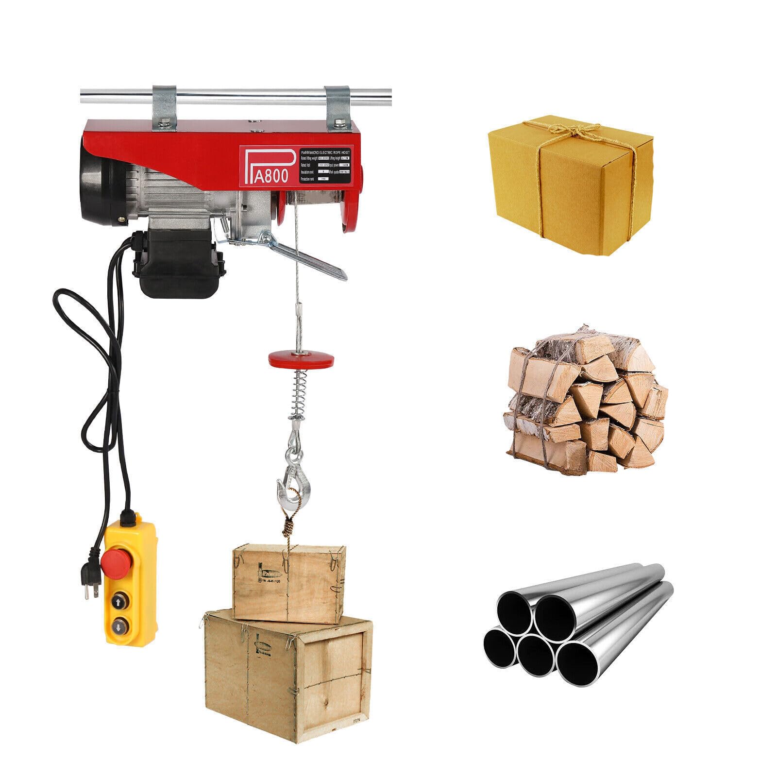 Electric Hoists, 1763lbs Electric Hoist Winch Lifting Engine Crane Ceiling Garage Crane w/Remote, 39.3 Lift Height, for Garage Ceiling Crane Overhead Factory