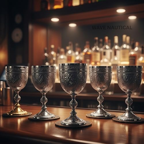 Miniatura 4 de Copa de vino con diseño Royaal de latón, decoración medieval, copa de vino grabada, copa de vino del rey Arturo, regalos hechos a mano de latón del