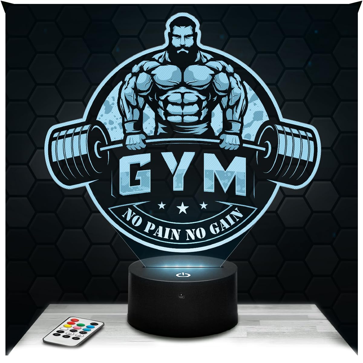 Lampephoto.fr - Logo Gym No Pain No Gain 3D Lamp Gift Idea for Gym Sport Bodybuilding Decoration Lamp Office Living Room Man Christmas, Gift Idea Fan of Logo No Pain No Gain Bodybuilding TOP