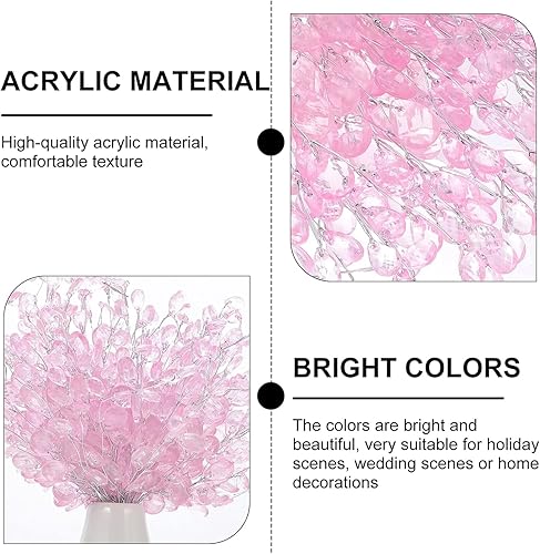 Miniatura 4 de LULUQUEEN 20 tallos de flores artificiales, adornos acrílicos de cristal, ramos artificiales, gotas de cuentas acrílicas, ramas de flores para bodas
