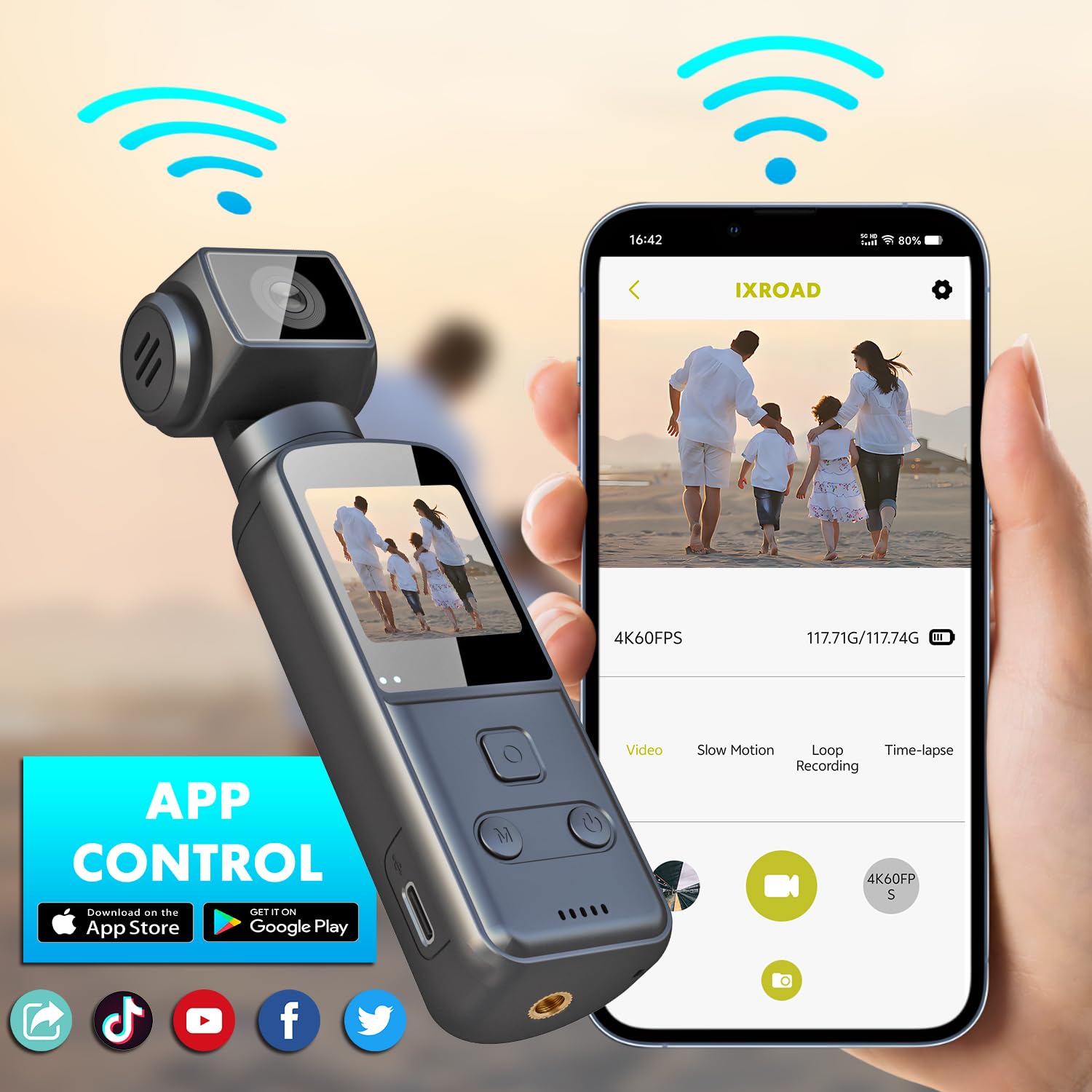 4K Camera Pieton, Caméra Portable/Vlogging/POV/Corporelle avec Objectif Rotatif 270°, Pocket Body Cam avec Microphone Externe, Clip et Carte TF 64 Go
