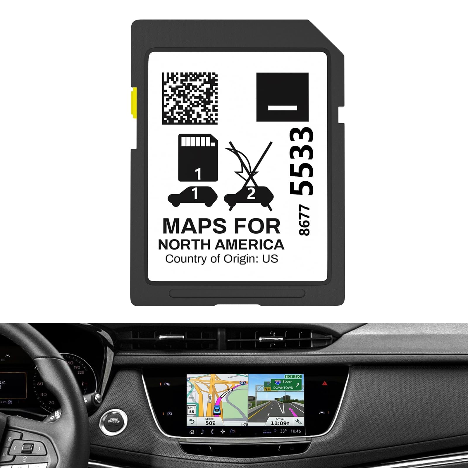 Latest Navigation SD Card Compatible with GM Chevy Cadillac, USA/CAN Map, 86775533 Navigation Card Compatible with GM GMC Chevy Cadillac/Cadillac XT6