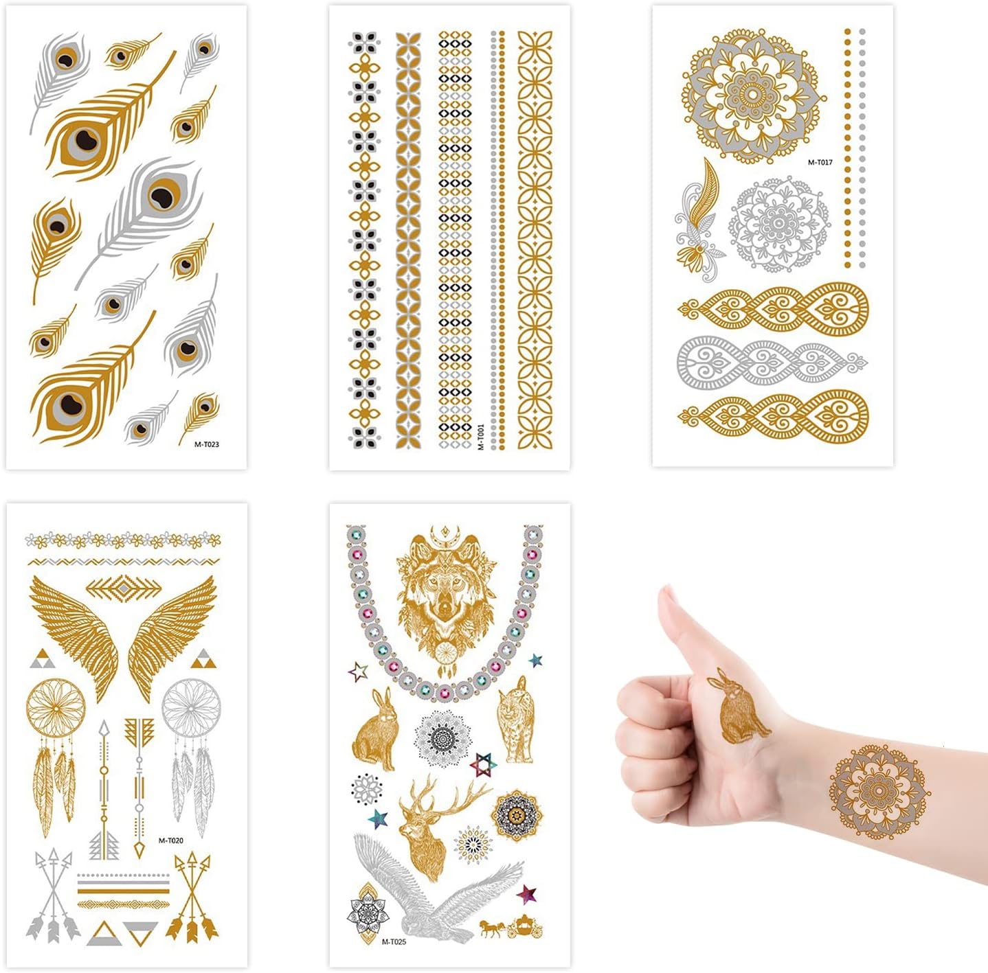 Metallic Temporary Tattoos, Gold Temporary Tattoo Jewellery Temporary