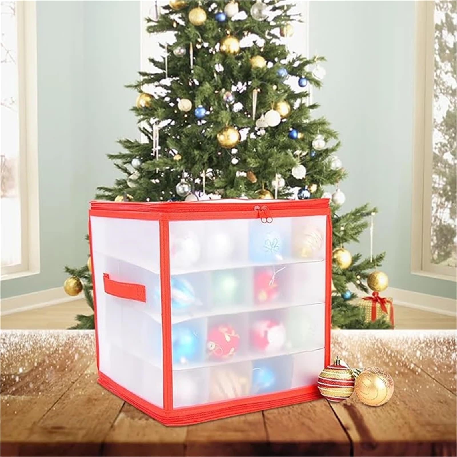 Organizer FüR Weihnachtsschmuck Aufbewahrungsbox for Weihnachtskugeln mit 64 Fächern, sortierte Aufbewahrungsbox mit Deckel, Weihnachtsdekoration, Kugeldekoration, Kugeln, Aufbewahrungsbox FüR Weihnac