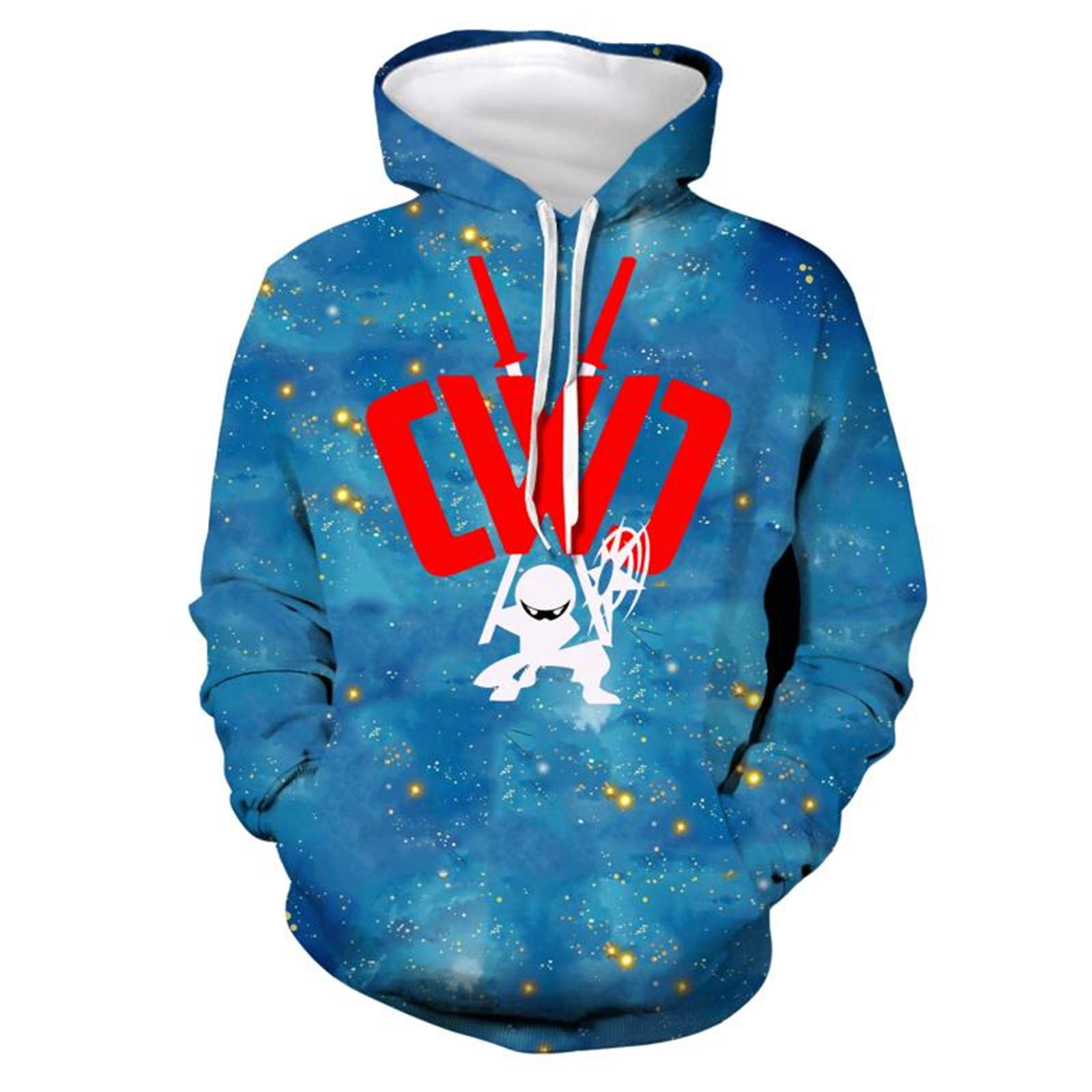 Youth 3D Print Galaxy Hoodie Sweatshirt Video Game Boys and Girls CWC Merch for Kids Gamer Flame Chad Wild Clay Novelty Hoodies Blue