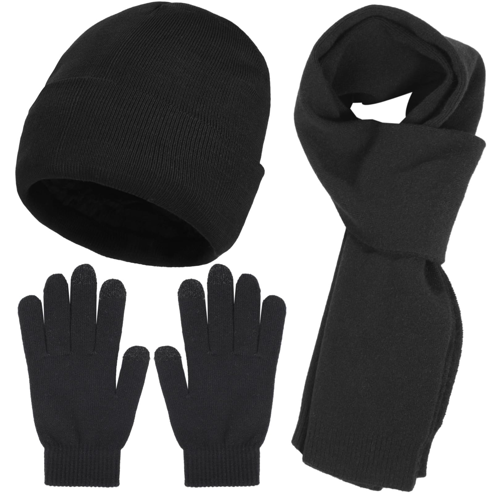 Kit de gorro de invierno térmico con bufanda y guantes táctiles unisex 6