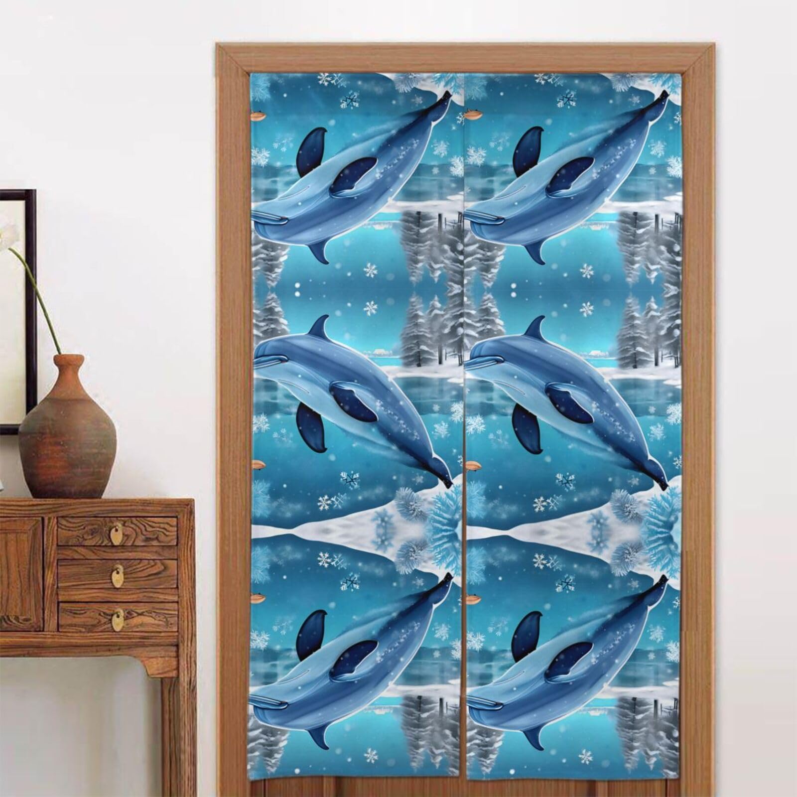 CNTDBU winter the dolphin Door Curtain 34x56 Inch-Room Divider Panel for Privacy, Entryway Screen for Kitchen Bedroom