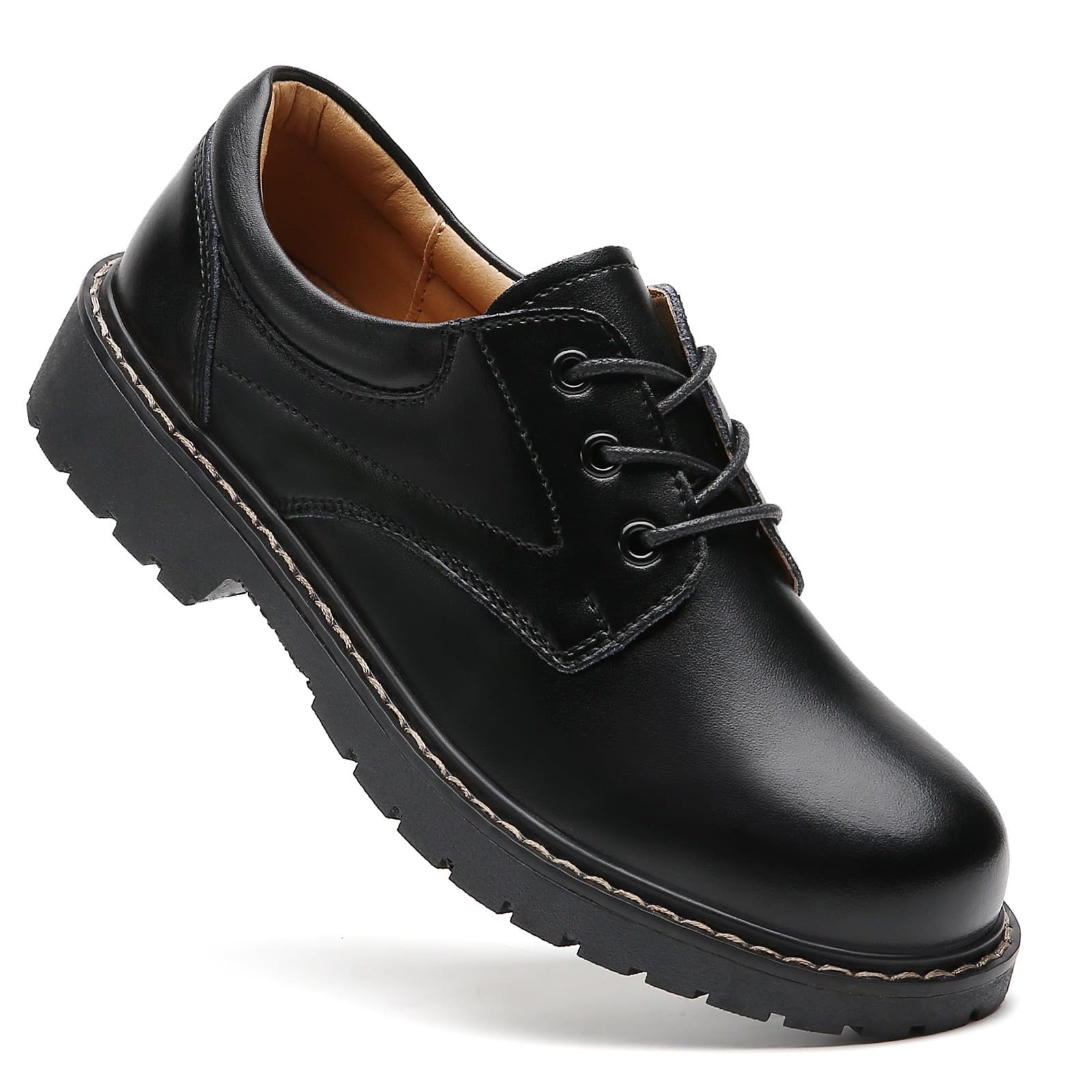 IUY Oxford Shoes for Women Black Womens Oxford Patent Leather Platform Women's Oxfords Comfortable Dressy Non Slip Lace Up Chunky Casual Work Business