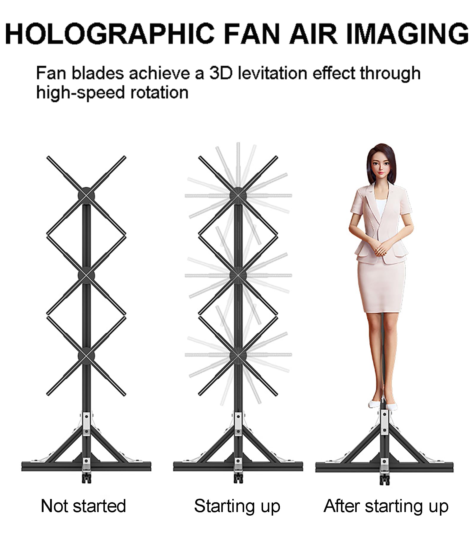 Proiettore Olografico 3D per pubblicità, Ventola LED per Ologrammi 3D, Macchina Pubblicitaria Verticale con Proiezione Olografica Rotante, con App E Telecomando.
