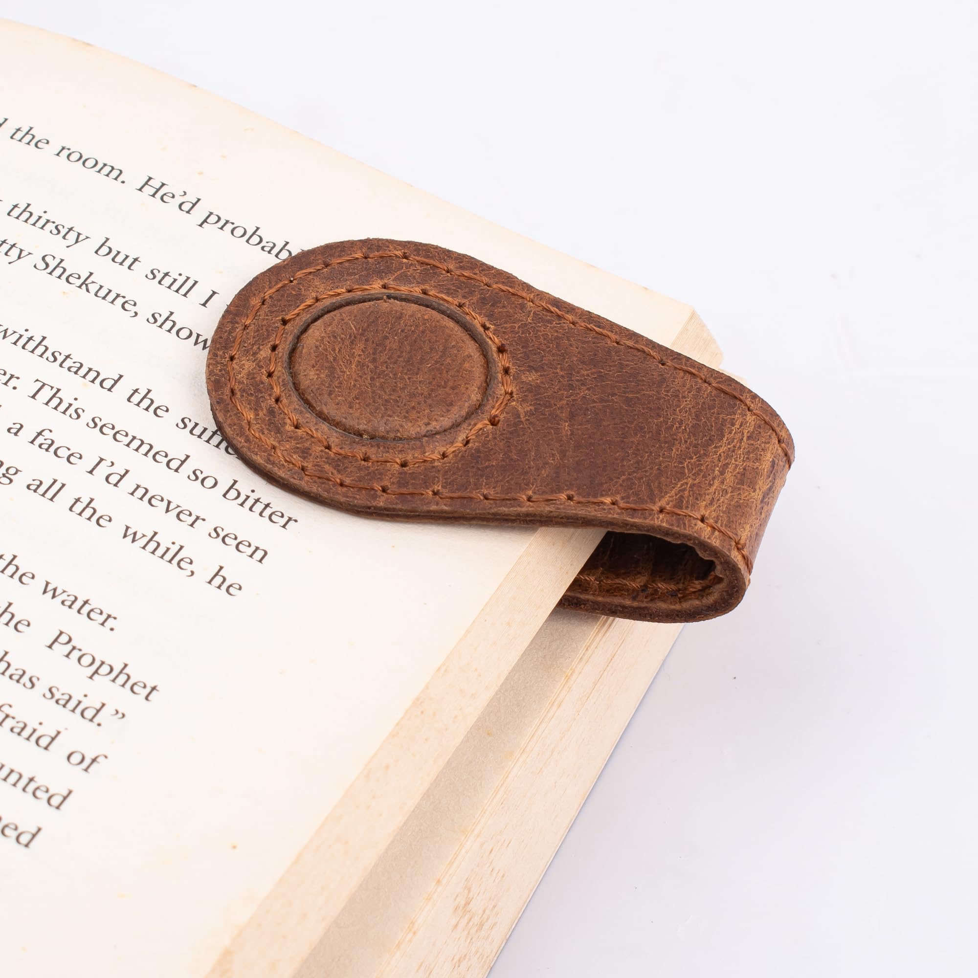 Personalized Leather Bookmark, Double Sided Magnetic Bookmark, Handmade Leather Bookmark - Brown