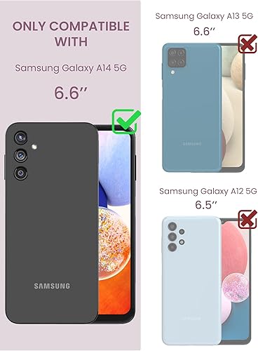 Miniatura 2 de Funda para Samsung Galaxy A14 5G con protector de pantalla de vidrio templado 2 unidades, protección de grado militar TPU suave y policarbonato