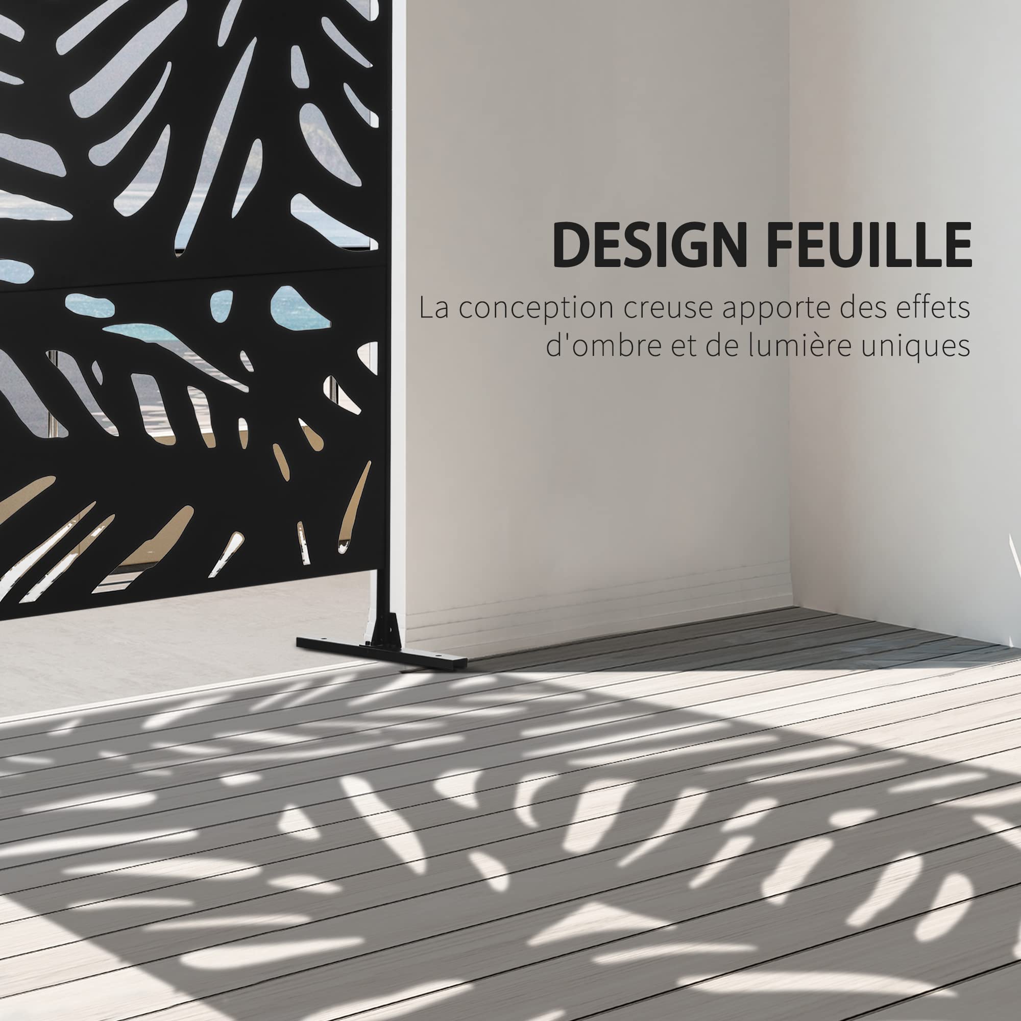 Outsunny Lot de 2 Panneaux Brise Vue Extérieur Décoratif 122x45x198cm Noir
