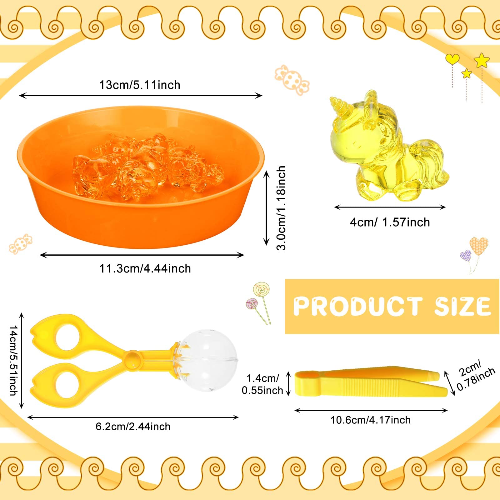 62 piezas de relleno sensorial de contenedor, incluye 50 cuentas acrílicas de unicornio, 4 pinzas, 2 pinzas para tijeras, 6 tazas, juego de juguetes de motor fino para niños y niñas, educación 2