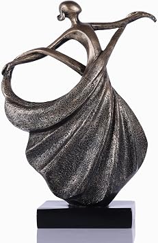 DOVDOV Modern Abstract Dancer Statue, Bronze Colored Dancer Sculpture, Contemporary Art Home Decor. Perfect for Display on a Desk, Living Room Coffee Table, TV Stand, Mantelpiece, or entryway.