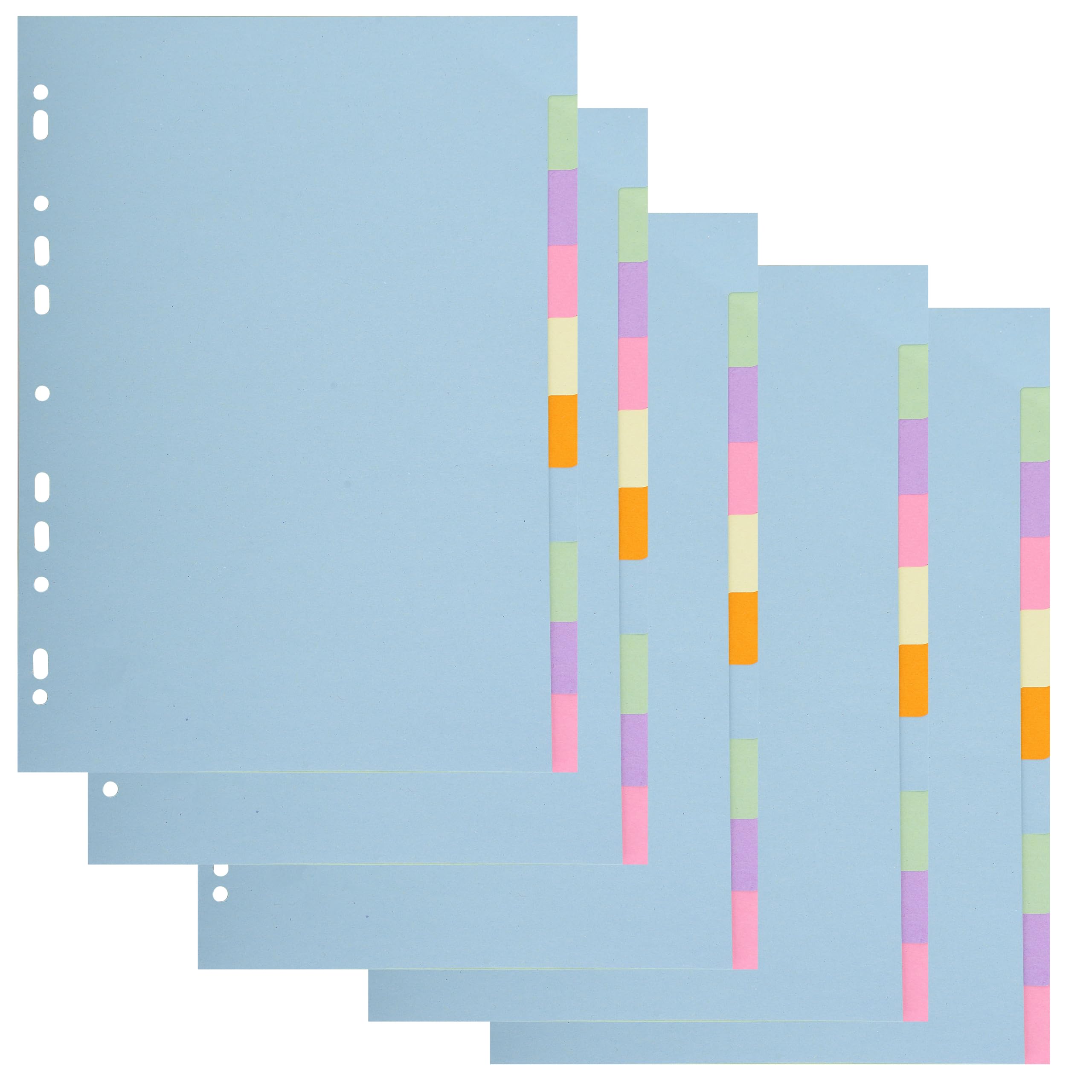 Exacompta - Ref 1610SE - Pack of 5 Sets of dividers Made of Recycled Pastel Card 170 g/m2 with 10 Neutral tabs - A4 Size - Dimensions 22.5 x 29.7 cm - Forever
