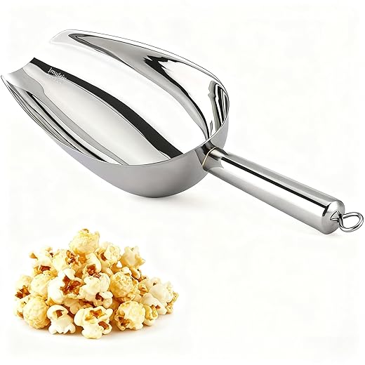 Ice Scoop for Ice Maker, 12 Oz Heavy Duty Ice Shovel, 304 Stainless Steel Commercial Multi-Purpose Spoon for Bar, Kitchen, Party & Pet Food, Easy to Clean, Silver