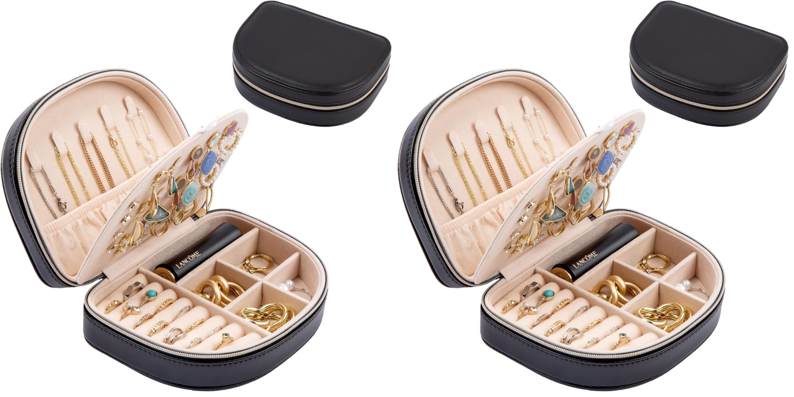 ProCase Travel Size Jewelry Box Small Portable Seashell-Shaped Jewelry Case 2 Layer Mini Jewelry Organizer in PU Leather