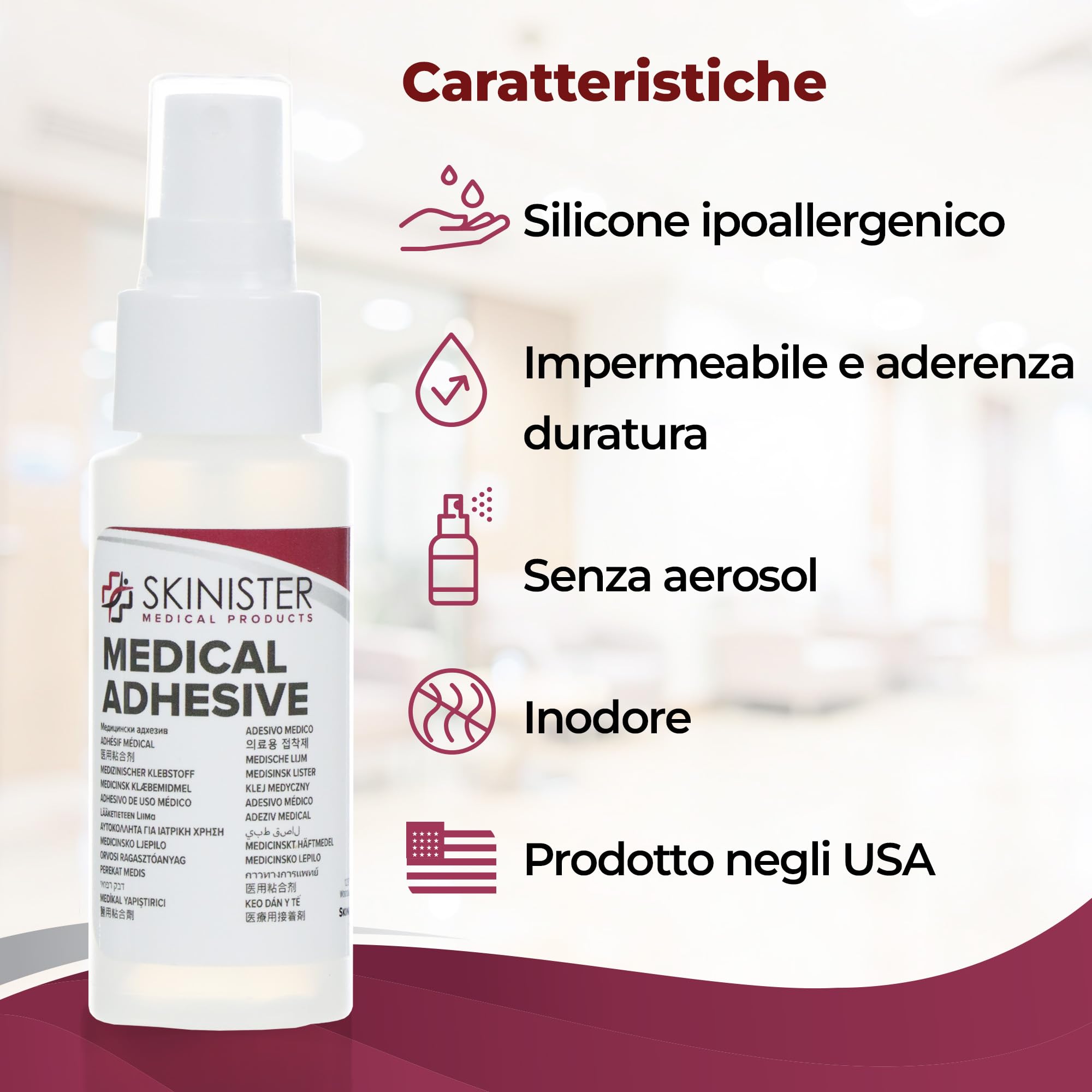 Adesivo Medicale Spray | Colla per Pelle Spray | Spray Adesivo Medico per Sacche Stomia, Cateteri o Protesi | 118 ml