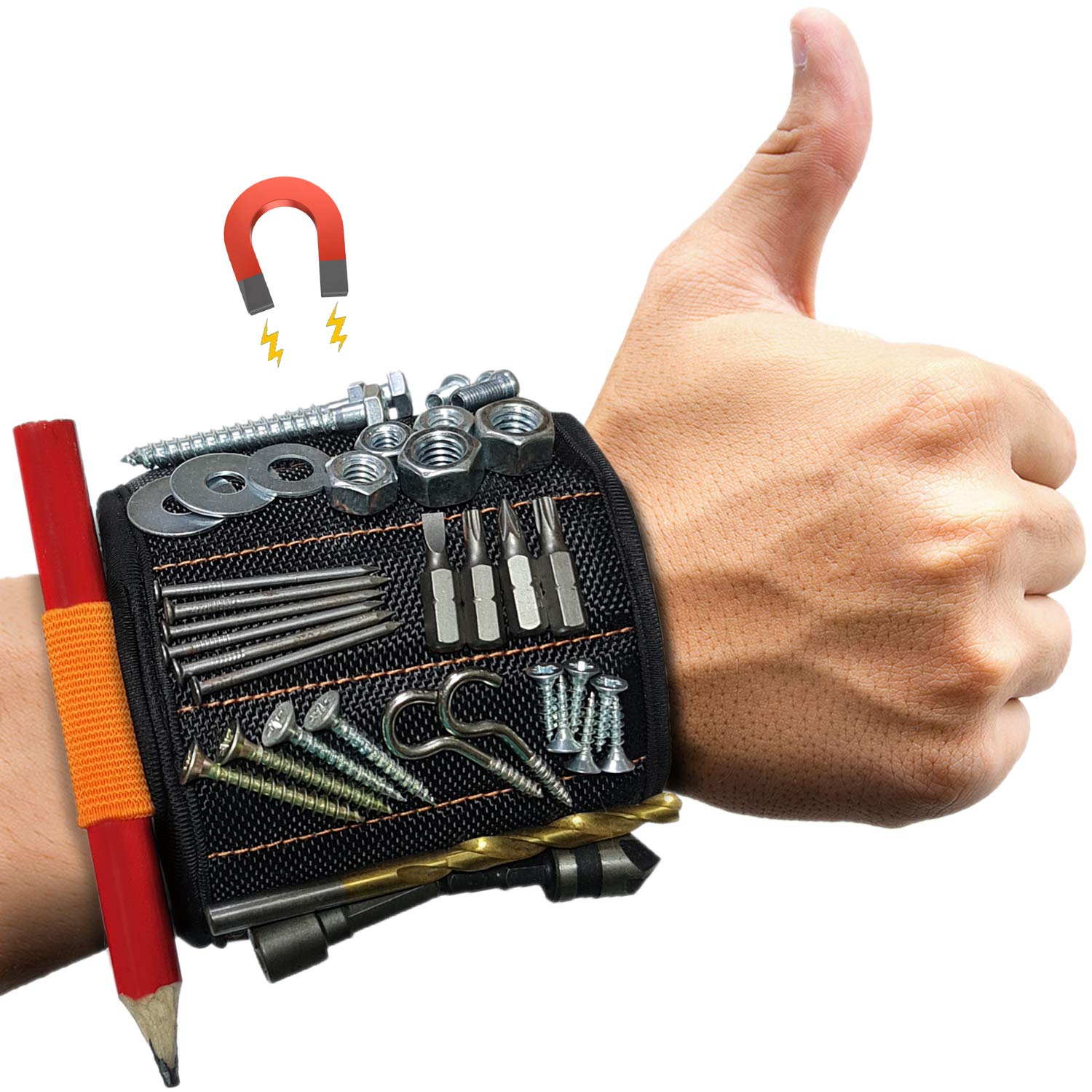 MEBTOOLSMagnetic Wristband with 20 Strong Magnets for Holding Screws, Nails, Drill Bits Best Unique Tool Gift for Men, Father Dad, DIY Handyman, Husband, Boyfriend, Him, Women, by MEBTOOLS