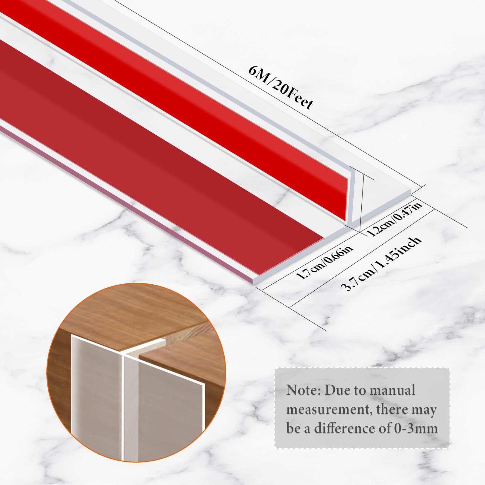 KKUOYT T Shaped Silicone Seal Door Strip Bottom 6m/19ft Shower Door Seal Strip Clear Draft Excluder for Doors for Windows Gaps Weather Stripping Seal Strip Shower Sweep - Image 2