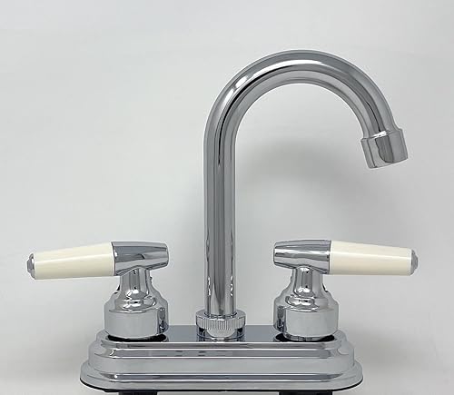 Miniatura 4 de Grifo de 4 "con Caño de acero inoxidable Cuerpo de plástico cromado [1207P] Válvula de plástico con 20 dientes ADA